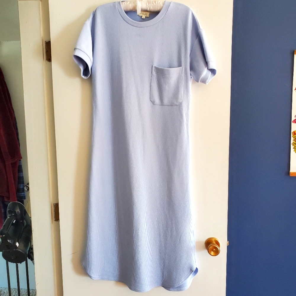 Roolee Mom Baby Blue Short Sleeve Shirt Dress- Nursing/Maternity